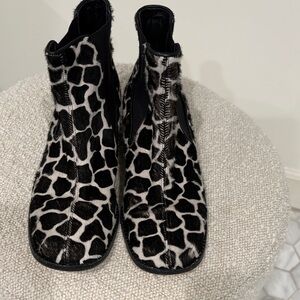 Tibi Black and Cream Animal Print Women's Boots
